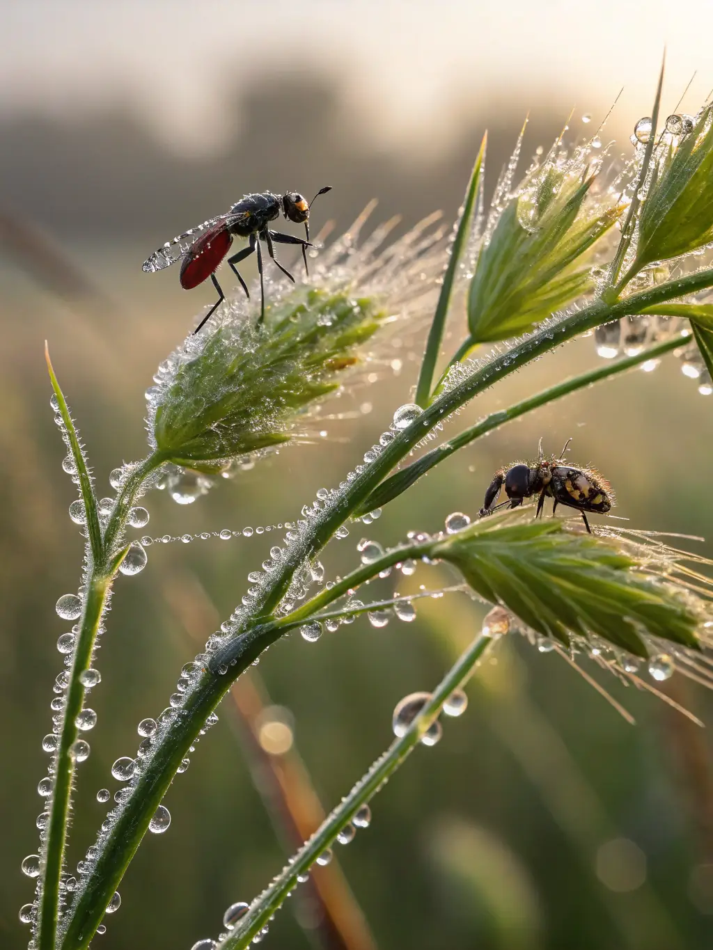 A close-up shot of native flora in the Vigueirat marshes, highlighting the intricate details and vibrant colors of the plant life.