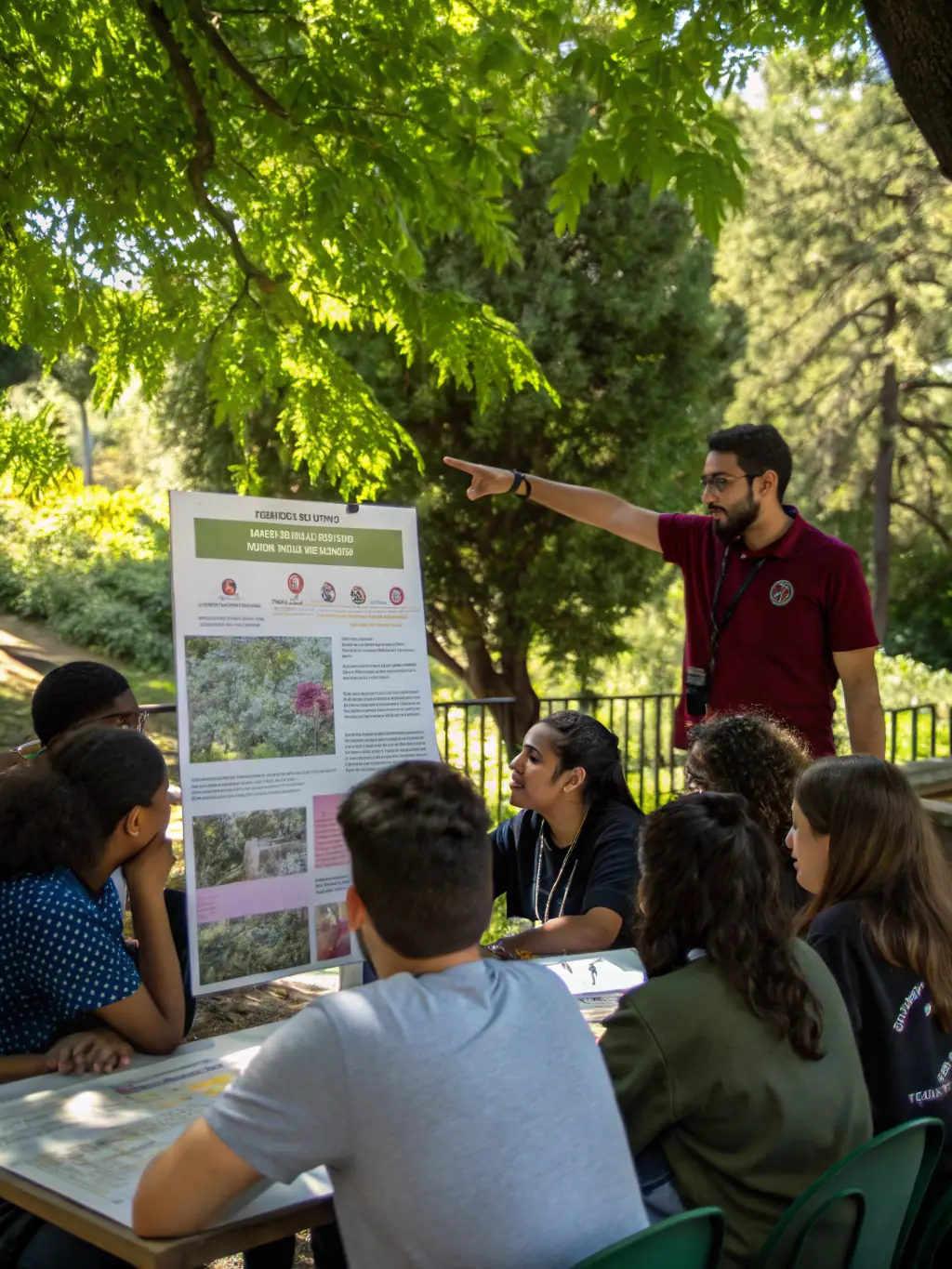 A group of children and adults participating in an outdoor environmental workshop near the marshes, representing Environmental Education & Public Outreach.